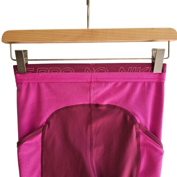 Nike Pro Womens Pink Leggings With Side Pockets, Highrise, Tight Fit, Size Small - Picture 9 of 14